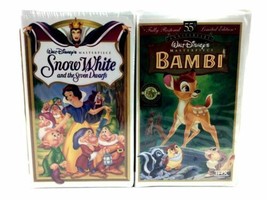 Snow White And The Seven Dwarfs &amp; BAMBI (VHS) Disney Masterpiece New Vin... - £24.51 GBP