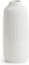 Tciuxyq White Ceramic Vase Decorative Minimalist Modern Ribbed Vases 10&quot; Tall, L - £27.31 GBP
