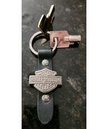 VTG Harley Davidson Shield On Leather Keychain With 2 Keys - $30.00