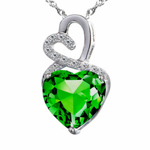 4Ct Created Emerald Double Heart Cut Infinity Pendant 14k White Gold Plated VDay - $90.85