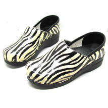 Womens Dansko Professional Patent Leather Zebra Clog Closed-Back Clogs  37/6.5-7 - £25.92 GBP