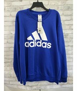 Adidas Fleece Sweatshirt Men Sz XL Royal Blue Pullover Long Sleeve Crew ... - $666.19 MXN
