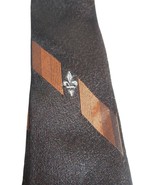 Vintage MCM 1960s Black Orange embroidered clip on Tie necktie - $184.28 MXN