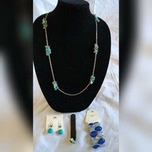 Fashion JewelryEarrings Turquoise Silver Necklace Bracelet Ring Set Holiday Gift - $29.89
