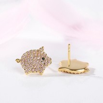 4Ct Round Cut CZ Moissanite Pig Animal Stud Earrings 14K Yellow Gold Plated - £82.48 GBP