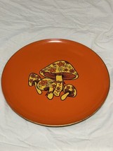 Vintage Retro 1960s 70s Merry Mushroom Serving Tray Plate Orange Yellow ... - $34.65
