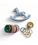 Vintage Baby Toys Rocking Horse RattleTeether Plakies Keys Disc Wheels L... - $48.10 CAD