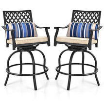 Set of 2 Outdoor Bar Height Chair with Soft Cushions - Color: Black - €284,87 EUR