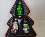 Lubeck Hand Painted Blown Glass 3 Ornament Collection Set Snowman Santa ... - $22.76