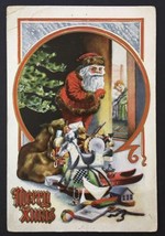 Merry Christmas Greetings Santa Claus, Embossed Antique Pc Rare 1913 - £10.22 GBP