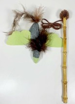 Feather Teaser Cat Toy - Green/Gray Pet toy - Size 4&quot; x 1&quot; - £7.00 GBP