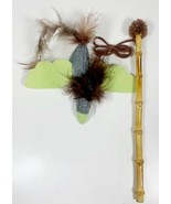Feather Teaser Cat Toy - Green/Gray Pet toy - Size 4" x 1" - £7.09 GBP