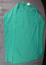 Vintage 1950s Healthknit Green Turquoise Half Button Shirt Size Mt Chest 30&quot; - £58.28 GBP