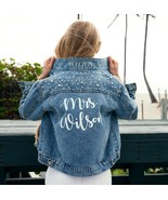 Wedding Bridal Denim Jacket, Bride Denim jacket with pearls, - £62.06 GBP