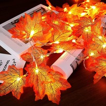 Fall Decor String Lights for Home, 2Pack 20Ft 40LED Fall Garland Lights, Maple L - £11.86 GBP
