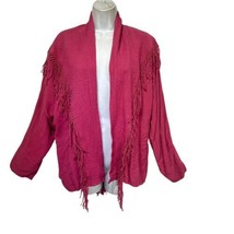 tienda ho tassel Fringe pink Hand Woven western lagenlook Open Front cardigan - £31.18 GBP