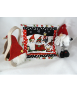 Christmas Gnome lot cloth ornament small basket 5.5&quot; - 7&quot; + Potholder ho... - $13.16