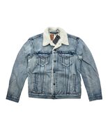 Levis Premium Mens M Light Blue Wash Type III Denim Jean Sherpa Trucker ... - $61.09
