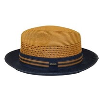Men's Bruno Capelo Hollywood 2-Tone Straw Style Fedora Hat HW798 Cognac/Navy image 5
