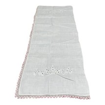 Vintage Console Table Runner Dresser Scarf Embroidered Flowers Edging 18... - £22.15 GBP