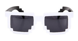White 8 Bit Pixel Costume Glasses Computer Video Game Geek Nerd Cosplay, New - £4.74 GBP
