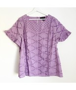 NWT Lane Bryant Classic Short-Sleeve Eyelet Mix Tee Orchid Purple 16 - £22.76 GBP