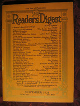 Readers Digest November 1938 Horatio Alger Frank Buck Dorothy Thompson Cigarette - £5.55 GBP