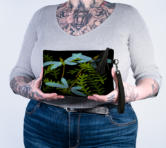 Abstract Dragonfly Painting on Vegan Leather Wristlet Clutch Bag Purse  - £48.71 GBP