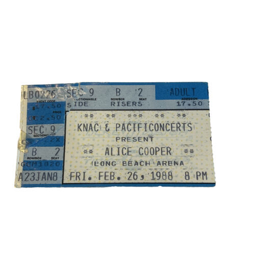 ALICE COOPER MOTORHEAD FASTER PUSSYCAT 2/26/1988 LONG BEACH CONCERT TICK... - $15.00