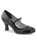 3&quot; High Kitten Heel Spectator Mary Jane Pumps Shoes Black Matte Large Sizes - £53.15 GBP