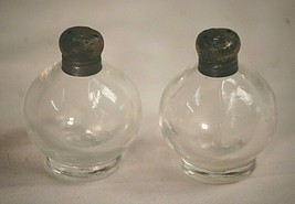 Clear Glass Salt &amp; Pepper Shaker Set Sterling Silver Lids .925 Kitchenware - $24.99