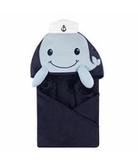 Little Treasure Animal Face Baby Navy Blue Hooded Towel, Sailor Whale - $136.64 MXN