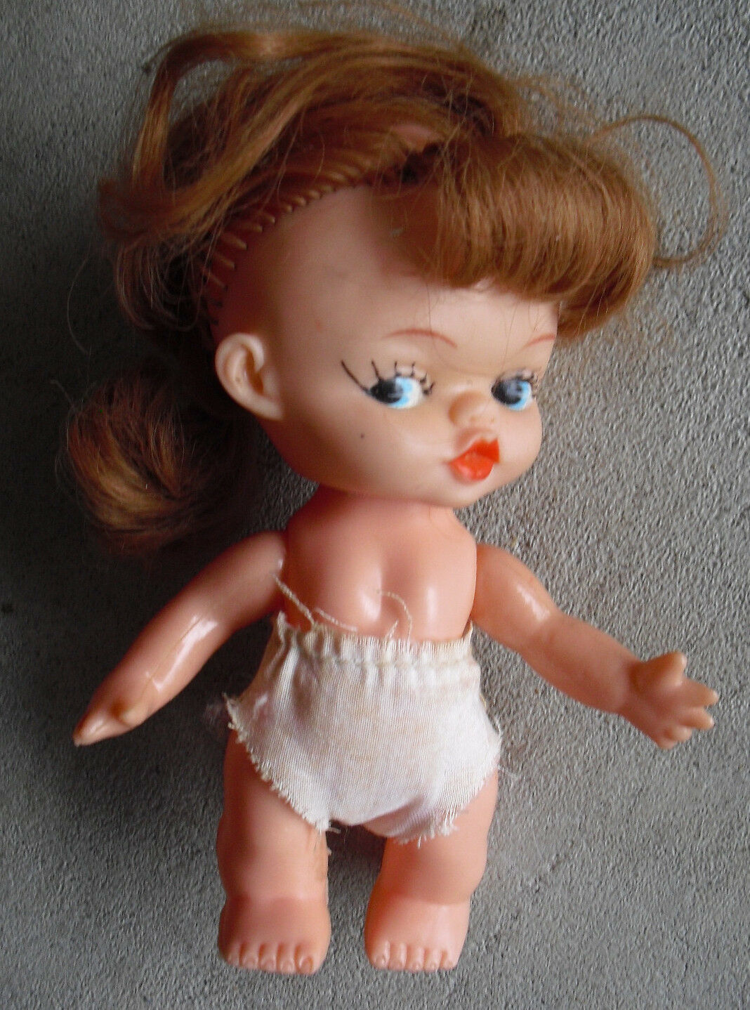 Vintage 1966 Dakin Big Vinyl Head Plastic Character Girl Doll  6" Tall - $21.78