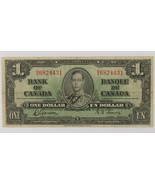 1937 Canada One Dollar Banknote // Fine (F) Condition // Gordon-Towers P... - $268.95 CAD