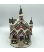 Christmas Village Church Stained Faux Glass Window Porcelain Lighted Car... - £18.59 GBP