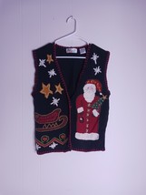 Vintage Arlando Christmas Sweater Vest Women&#39;s Size M Santa Sleigh - $262.42 MXN