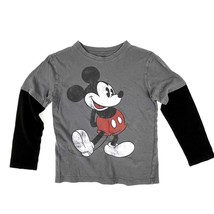 Disney Mickey Mouse Layered Long-Sleeve T-Shirt Sz Youth M Gray/Black - $184.53 MXN