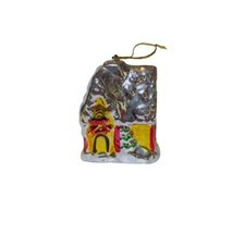 Ceramic Christmas Tree Village House Metallic Glaze Ornament 2 1/4” X 2” X 1 1/4 - £9.49 GBP