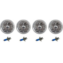 5-3/4&quot; Crystal Clear Halogen Headlight Metal Headlamp SW 60/55W Light Bulbs Set - £78.60 GBP