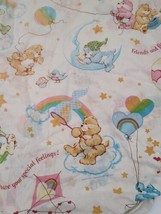 Vintage Care Bears Fitted Twin Sheet Fabric Material 1980s 80s Flaws For... - $18.25