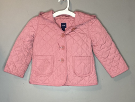 Baby GAP Girls Pink Quilted Jacket with Hood Toddler Size 4 Lightweight Spring - £7.61 GBP