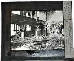 RARE: World War I glass photo: Bomb damage to building in Metzerall, France - $31.68