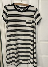 Love Fire Short Sleeve Skater Dress White with Black Stripes Size Large - £12.47 GBP