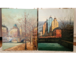 TWO Vintage GIOVANNI LENTINI Original Oil Paintings BRUTALIST Cityscapes - $169.00
