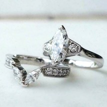 Fidanzamento Matrimonio Sposa Set Anello 2Ct Diamanti Finti 14K Oro Placcato - £218.24 GBP