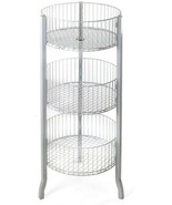 3-Level Wire Basket Display Rack, Floor Standing, Round Bins, Metal Fram... - $103.87