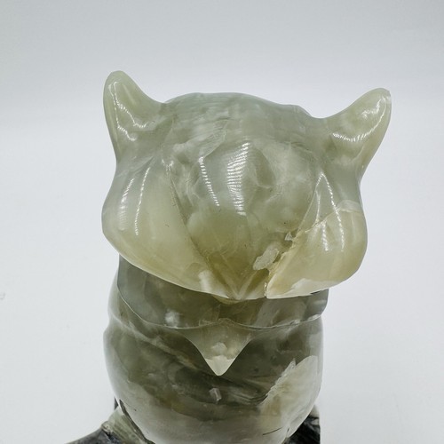 Alabaster Owl Sculpture Figurine Bird 8in Italy Marble Large Vintage Hand Carved Item image 7