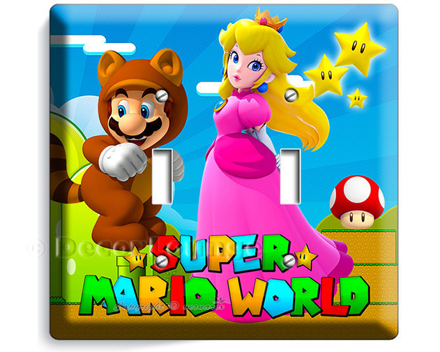 Super Mario world princess peach double light switch wall plate  cover children