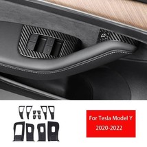 For  20-2023 Tesla Model Y Real Carbon Fiber Window Lift Panel Switch Cover 14PC - £149.81 GBP