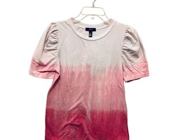 AQUA Tshirt Top Blouse Pink Cotton Ombre Balloon Sleeves - Size Small - $14.84